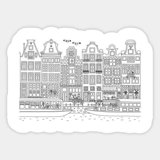 Amsterdam - Line Art Sticker by lamaisondulapino